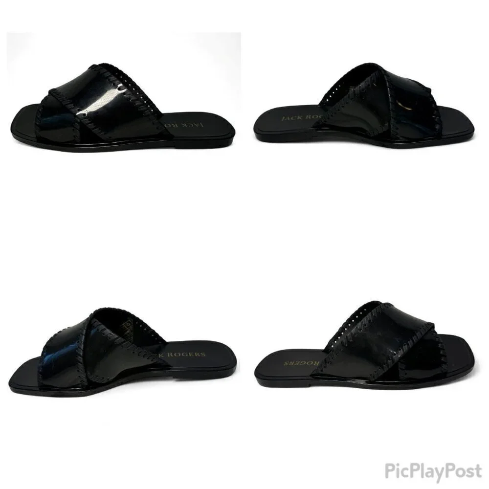 JACK ROGERS Sloane X Band Jelly Sandals, Black, Sz 7, NEW IN BOX